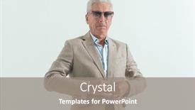  Presentation with hair - PPT theme having elegant-businessman-with-grey-hair background and a gray colored foreground