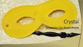  Presentation with flower elegant - Presentation theme with elegant carnival mask with handle background and a yellow colored foreground
