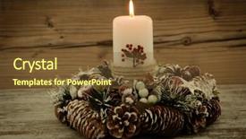  Presentation with candle christmas - PPT theme having elegant centerpiece for the christmas background and a tawny brown colored foreground