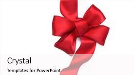  Presentation with gift ribbon - Amazing slide deck having elegant christmas background - red satin gift bow ribbon backdrop and a white colored foreground