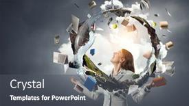  Presentation with eco - Presentation theme having elegant-confident-businesswoman-as-symbol background and a dark gray colored foreground