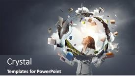  Presentation with eco - Slide set enhanced with elegant-confident-businesswoman-as-symbol background and a dark gray colored foreground