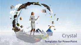  Presentation with eco - Presentation enhanced with elegant-confident-businesswoman-as-symbol background and a sky blue colored foreground