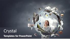  Presentation with eco - PPT theme with elegant-confident-businesswoman-as-symbol background and a dark gray colored foreground