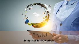  Presentation with eco - Presentation theme with elegant-confident-businesswoman-as-symbol background and a coral colored foreground