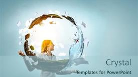  Presentation with eco - Presentation having elegant-confident-businesswoman-as-symbol background and a light blue colored foreground