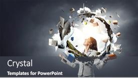  Presentation with eco - PPT theme enhanced with elegant-confident-businesswoman-as-symbol background and a dark gray colored foreground