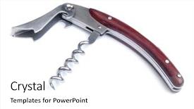  Presentation with corkscrew - Theme having elegant corkscrew mahogany pieces isolated on white background and a white colored foreground