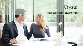  Presentation with restaurant - Cool new slides with elegant-couple-in-a-restaurant backdrop and a sky blue colored foreground