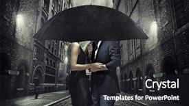  Presentation with elegant 50th anniversary - Beautiful slide deck featuring elegant couple on rainy evening backdrop and a dark gray colored foreground
