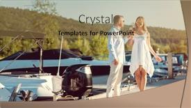  Presentation with river port - Presentation theme featuring elegant-couple-walking-between background and a coral colored foreground