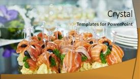  Presentation with catering - PPT theme enhanced with elegant dining - catering services background with snacks background and a light blue colored foreground
