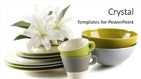  Presentation with bacterial plates - PPT layouts with elegant dining - empty bowls plates and cups background and a white colored foreground