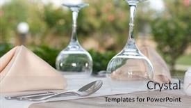  Presentation with cutlery easter table setting - PPT theme featuring elegant dining - white fine table setting summer background and a light gray colored foreground