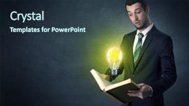  Presentation with indian book designs - Presentation theme enhanced with elegant discipline - businessman holding book with bulb background and a  colored foreground