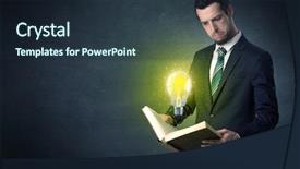  Presentation with discipline - Beautiful slide set featuring elegant discipline - businessman holding book with bulb backdrop and a  colored foreground