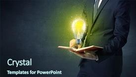  Presentation with bulb - PPT layouts enhanced with elegant discipline - businessman holding book with bulb background and a  colored foreground