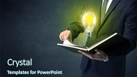  Presentation with budget book - Audience pleasing presentation design consisting of elegant discipline - businessman holding book with bulb backdrop and a  colored foreground