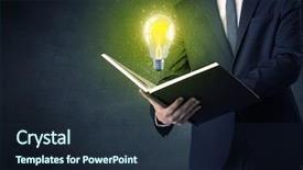  Presentation with bulb - Presentation featuring elegant discipline - businessman holding book with bulb background and a  colored foreground