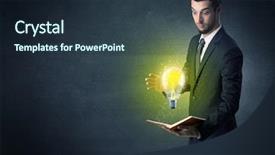  Presentation with bulb - Amazing presentation theme having elegant discipline - businessman holding book with bulb backdrop and a  colored foreground