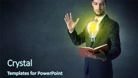  Presentation with bulb - Slides consisting of elegant discipline - businessman holding book with bulb background and a  colored foreground