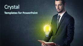  Presentation with discipline - Colorful presentation theme enhanced with elegant discipline - businessman holding book with bulb backdrop and a  colored foreground