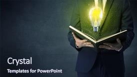  Presentation with book store retail - Presentation having elegant discipline - businessman holding book with bulb background and a  colored foreground