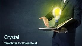  Presentation with bulb - Cool new slide deck with elegant discipline - businessman holding book with bulb backdrop and a  colored foreground