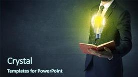  Presentation with hindu holy book - Cool new theme with elegant discipline - businessman holding book with bulb backdrop and a  colored foreground
