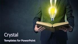  Presentation with bulb - Amazing slide deck having elegant discipline - businessman holding book with bulb backdrop and a  colored foreground