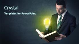  Presentation with poisonus mushroom book - PPT theme with elegant discipline - businessman holding book with bulb background and a  colored foreground