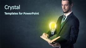  Presentation with bulb - Colorful PPT layouts enhanced with elegant discipline - businessman holding book with bulb backdrop and a  colored foreground