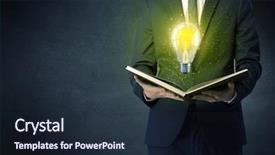  Presentation with poisonus mushroom book - Presentation theme featuring elegant discipline - businessman holding book with bulb background and a wine colored foreground