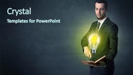  Presentation with bulb - Colorful slide set enhanced with elegant discipline - businessman holding book with bulb backdrop and a  colored foreground