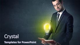  Presentation with book of romans - Cool new theme with elegant discipline - businessman holding book with bulb backdrop and a  colored foreground