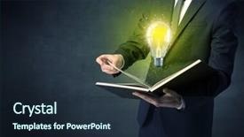  Presentation with bulb - Colorful slide deck enhanced with elegant discipline - businessman holding book with bulb backdrop and a  colored foreground