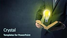  Presentation with bulb - PPT layouts consisting of elegant discipline - businessman holding book with bulb background and a  colored foreground