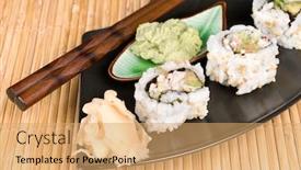  Presentation with crab - Beautiful slide set featuring elegant-dish-of-crab backdrop and a coral colored foreground