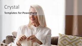  Presentation with needles - Slides featuring elegant-elderly-blond-woman-sit background and a white colored foreground