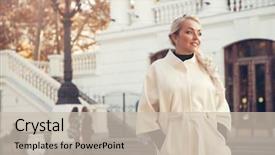  Presentation with plus size fashion model - Colorful PPT theme enhanced with elegant everyday look plus size backdrop and a soft green colored foreground