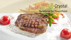  Presentation with main course - Beautiful PPT layouts featuring elegant flat plate with green backdrop and a lemonade colored foreground