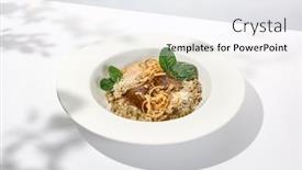  Presentation with food white - PPT theme with elegant-food-braised-beef-cheeks background and a white colored foreground