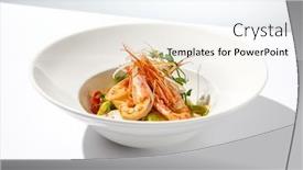  Presentation with food white - Slide set enhanced with elegant-food-salad-with-shrimp background and a  colored foreground