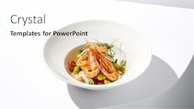 Presentation with food white - Slide set with elegant-food-salad-with-shrimp background and a pink colored foreground