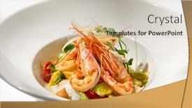  Presentation with food white - PPT layouts featuring elegant-food-salad-with-shrimp background and a soft green colored foreground