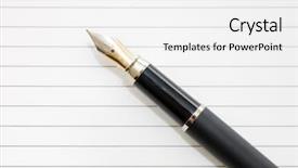  Presentation with fountain pen - Amazing PPT theme having elegant fountain pen on paper backdrop and a white colored foreground