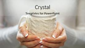  Presentation with nails manicure - Audience pleasing presentation consisting of woman holds a winter cup close up woman hands with elegant french manicure nails design holding a cozy knitted mug winter and christmas time concept backdrop and a light gray colored foreground