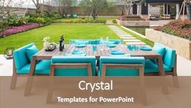  Presentation with furniture - Presentation theme featuring elegant furniture in the patio background and a coral colored foreground