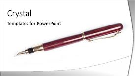  Presentation with fountain pen - Slides enhanced with elegant gold plated business fountain background and a white colored foreground