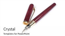  Presentation with fountain pen - Amazing theme having elegant gold plated business fountain backdrop and a white colored foreground